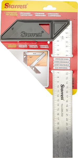 Starrett K53M-250-S Esquadro para Carpinteiro, 250 mm